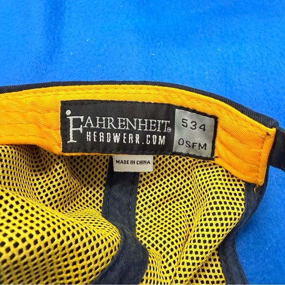 Fahrenheit Dark Blue and  Yellow embroidered baseball Captain Hat - Picture 7 of 7